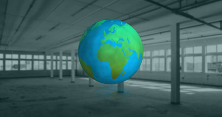 Image of rotating globe over financial data and graphs. global finance, economy, and technology concept digitally generated image.の写真素材