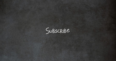 Image of school items icons and subscribe text over black background, copy space. school and education concept digitally generated imageの写真素材