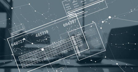 Various computer screens with numbers changing and data processing. Global business connections and data processing concept digitally generated image.の写真素材