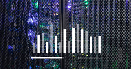 Image of financial data processing over computer server. Global cloud computing and data processing concept digitally generated image.の写真素材