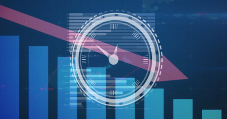 Image of envelope over binary coding on blue background. Global data processing connections...