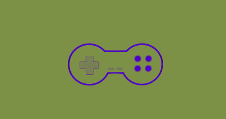 Image of gamepad icon and shapes over green background. Abstract background and digital interface concept digitally generated image.の写真素材