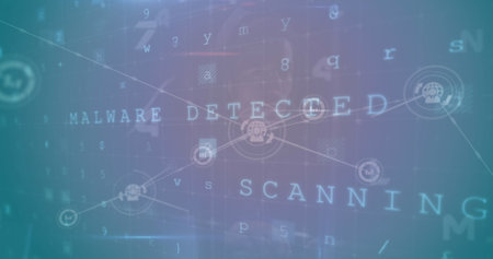 Image of cyber attack data processing over network of connections. Global online security, connections, cloud computing and data processing concept digitally generated image.の写真素材