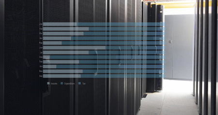 Image of data processing over computer servers. Global computing and data processing concept...