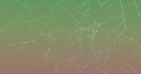 Image of network of connections over green background. Global connections, networks, data processing...