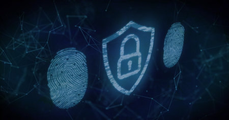 Image of digital padlock with integrated turning against car on black background. Global science data processing and connections concept digitally generated image.の写真素材