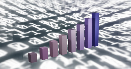 Growing bar graph representing financial data analysis and business growth trends. Finance, bar...