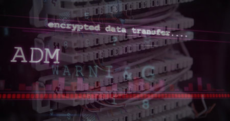 Image of data processing over computer server. global technology, connections and digital interface concept digitally generated image.の写真素材