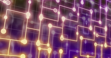Image of data processing over diverse male and female warehouse workers. Business networking connections technology and digital interface concept digitally generated image.の写真素材