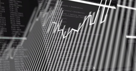 Image of financial data processing over screen. Global finance, business, connections, computing and...