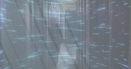 Image of data processing over digital tunnel. Global business digital interface technology and...