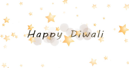 Image of stars falling over happy diwali text. Christmas, celebration and digital interface concept digitally generated image.の写真素材