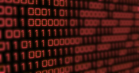 Image of data processing, binary coding and text over screen. Global business, finance, digital interface, computing and data processing concept digitally generated image.の写真素材