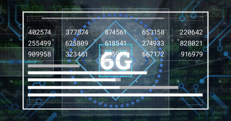Image of globe with rotating over text. Global technology connections and digital interface concept...