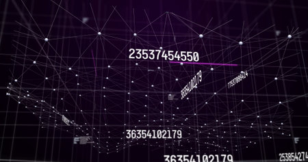 Image of network of connections over data processing. science and research concept digitally...