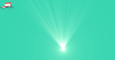Image of light spots on green background. abstract background and digital interface concept digitally generated image.の写真素材