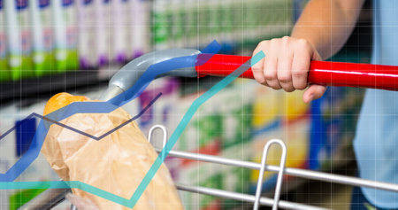 Image of fit man exercising with dumbbells equipment. School education and study during covid pandemic concept digitally generated image.の写真素材