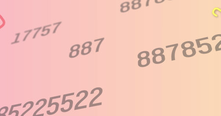 Image of letters and numbers on orange background. data processing and technology concept digitally generated image.の写真素材