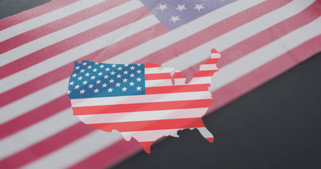 Image of rainbow flag over cloudy sky. Healthcare and medical concept.の写真素材