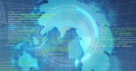 Image of data processing over 6g text. Global business and digital interface concept digitally...