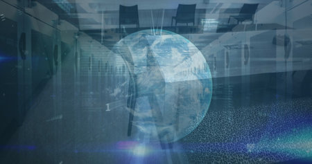 Image of financial data processing over globe. Global technology and digital interface concept digitally generated image.の写真素材