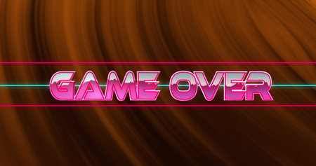 Image of glitch effect over game over text against orange digital wave on black background. image game and entertainment technology conceptの写真素材