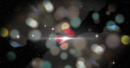 Image of light spots and stars over black background. Abstract background and pattern concept...