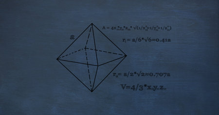 Image of mathematical data processing over blue background. Global science, computing and data processing concept digitally generated image.の写真素材