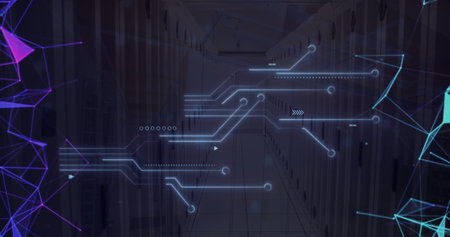 Image of computer circuit board and data processing. Global online security, computing and data...