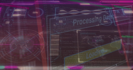 Image of cyber attack warning over online security padlock and hacker. Coronavirus pandemic concept.の写真素材