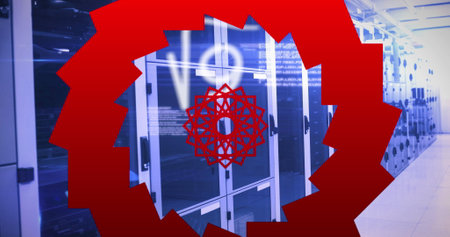 Data processing and digital information flowing through a network of computer servers in a server...
