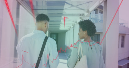 Image of financial data processing over diverse business people. Global business, finances,...