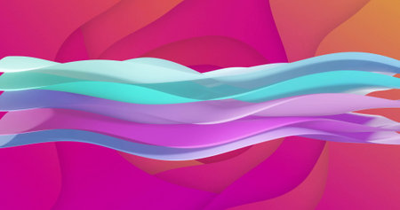 Image of waving layers moving over multi coloured background. Colour, pattern, shape and movement...