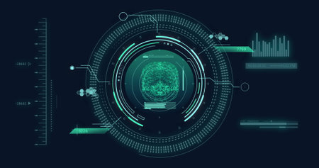 Image of human brain and digital data processing over black background. Global science, connections,...