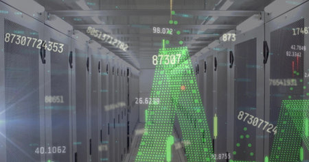 Image of financial data processing over computer servers. Global finance, business, connections,...