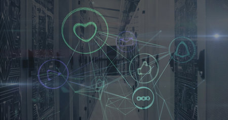 Image of network of connections data processing over computer servers. Global finance, business,...