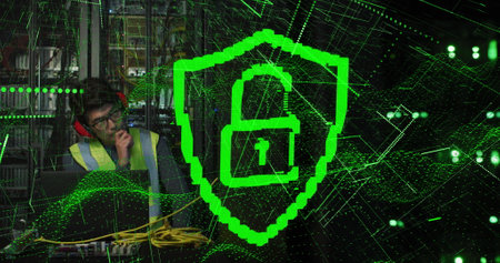 Image of multiple floating folders and network of connections. Global finance communication technology and digital interface concept digitally generated image.の写真素材