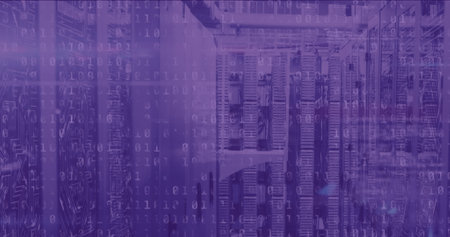 Image of data processing and qr code over server room. Global business and digital interface concept digitally generated image.の写真素材