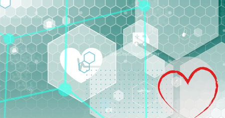 Image of medical icons over gray background. Global medicine and digital interface concept digitally generated image.の写真素材