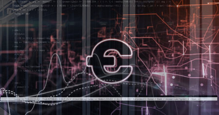 Image of euro sign and data processing over computer servers. Global finance, business, connections,...