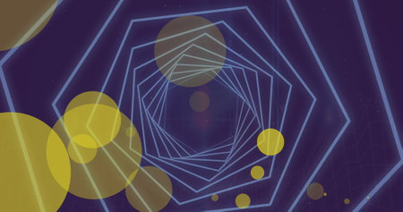 Image of shapes moving over network of network of connections. Global networking and technology...
