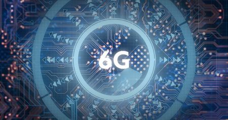 Image of 6g text over network of connections. Global business and digital interface concept...