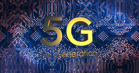Image of 5g text over network of connections. Global business and digital interface concept digitally generated image.の写真素材