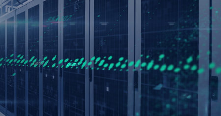 Image of data processing over computer servers. Global connections, computing and data processing...
