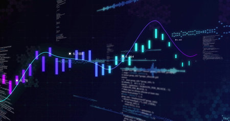 Financial data and stock market analysis image with graphs and charts. Finance, analytics, data...