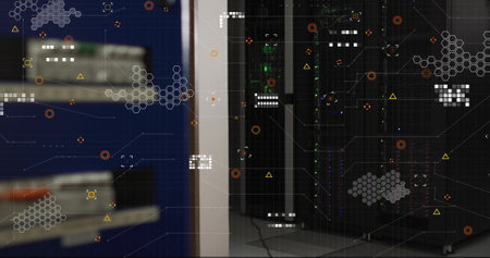 Image of digital data processing over computer servers