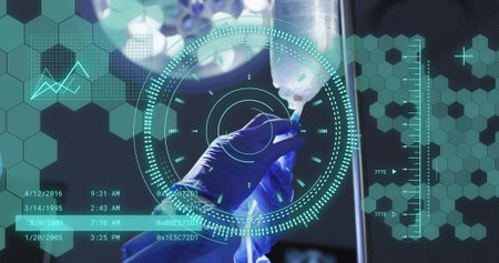 Image of scope scanning and data processing over operating theatreの写真素材