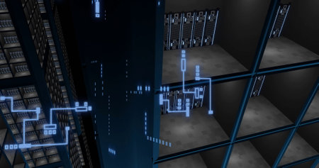 Image of financial data processing over computer servers