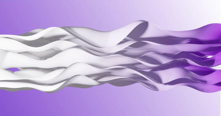 Image of white to purple layers waving over purple backgroundの写真素材