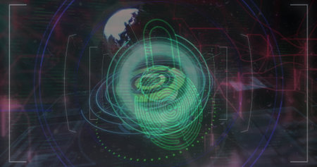 Image of scopes scanning and data processing. Global computing, networks and data processing concept...